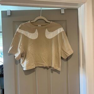 Nike Cream and White Crop Top tshirt